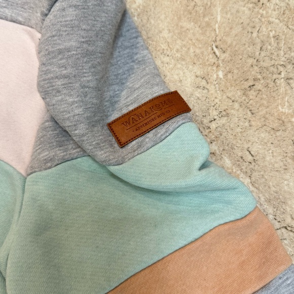 Wanakome Women’s Betty Quarter Zip Gray Mint ColorBlock Sweatshirt Size Large - Picture 7 of 11